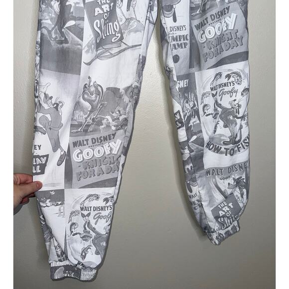 Disney Mickey Goofy 90th Anniversary Track Pants Gray White Graphic Print Small - Picture 4 of 7